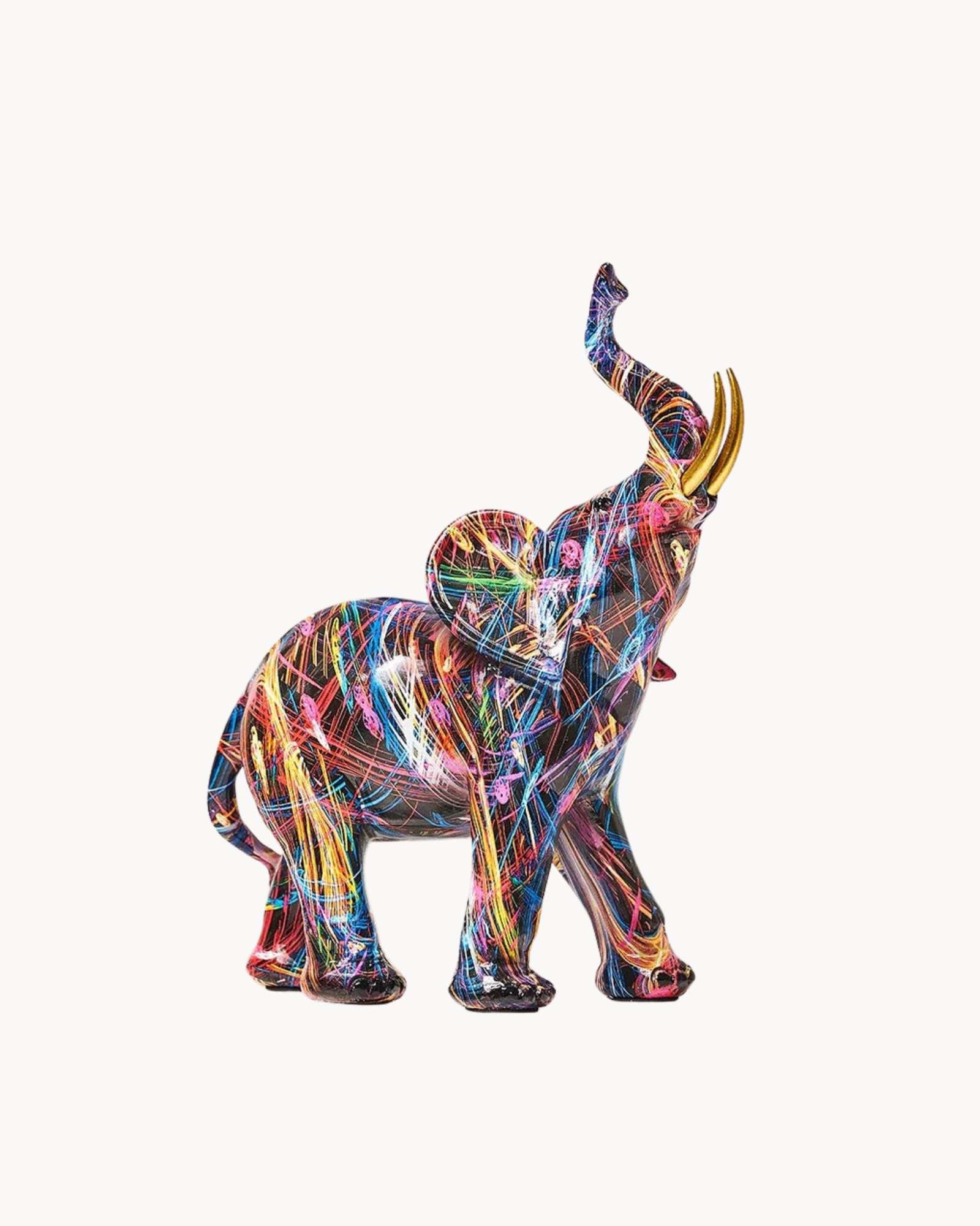 Nordisk Kunst – Farverig Graffiti Elefant Figur