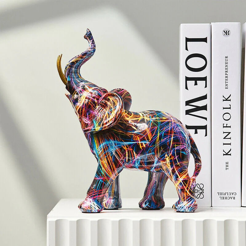 Nordisk Kunst – Farverig Graffiti Elefant Figur