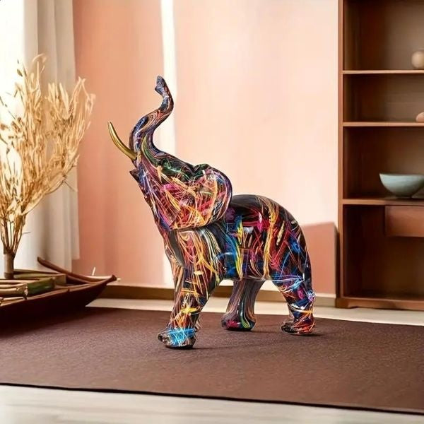 Nordisk Kunst – Farverig Graffiti Elefant Figur